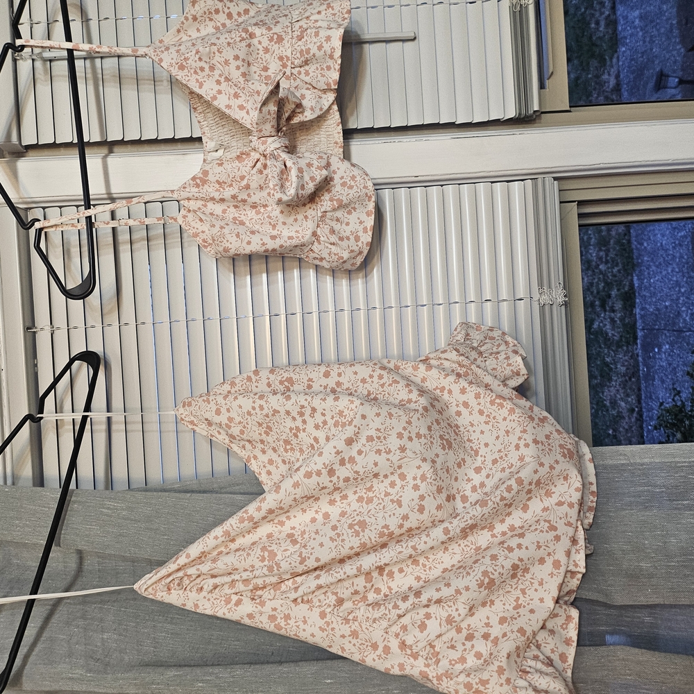 Floral Two-Piece Set in Pink and Cream